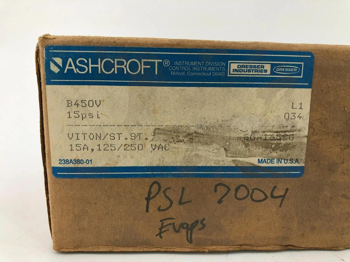 New Ashcroft B450V 15PSI Pressure Switch NEMA 4X