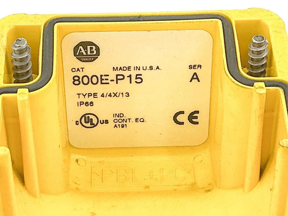 Used Allen Bradley 800E-P15 Yellow Pendant Station 3 Pushbotton Slots