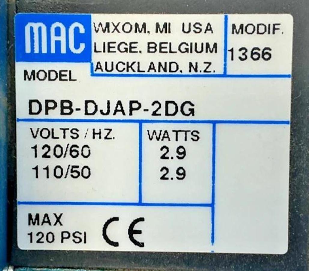 New MAC Valves 93A-CAB-000-DP-DJAP-2DG 2.9Watts 110/120VAC 120PSI - No Box