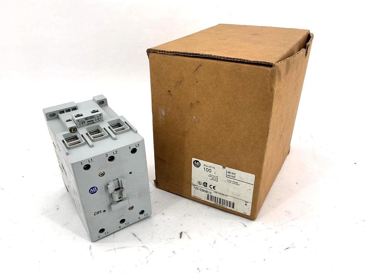 New Allen Bradley 100-C85B10 Ser A Contactor 3-Poles 1 NO Aux 440/480V 100C85*00