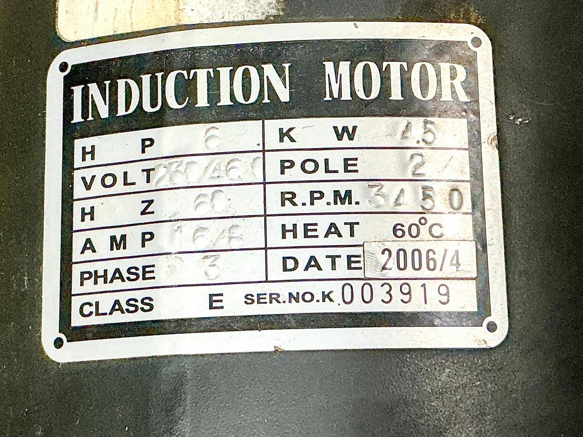 New Induction Motor Class E 6HP 3PH 460V 3450RPM -No Box