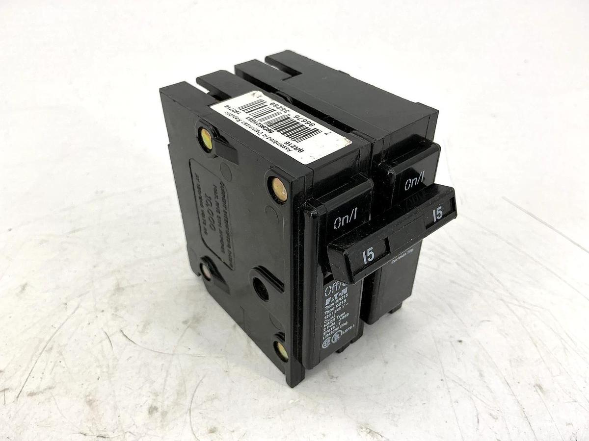 Used Lot of 2 Eaton Cutler-Hammer BR215 Circuit Breaker Type C215 2-Pole 15A 120/240V