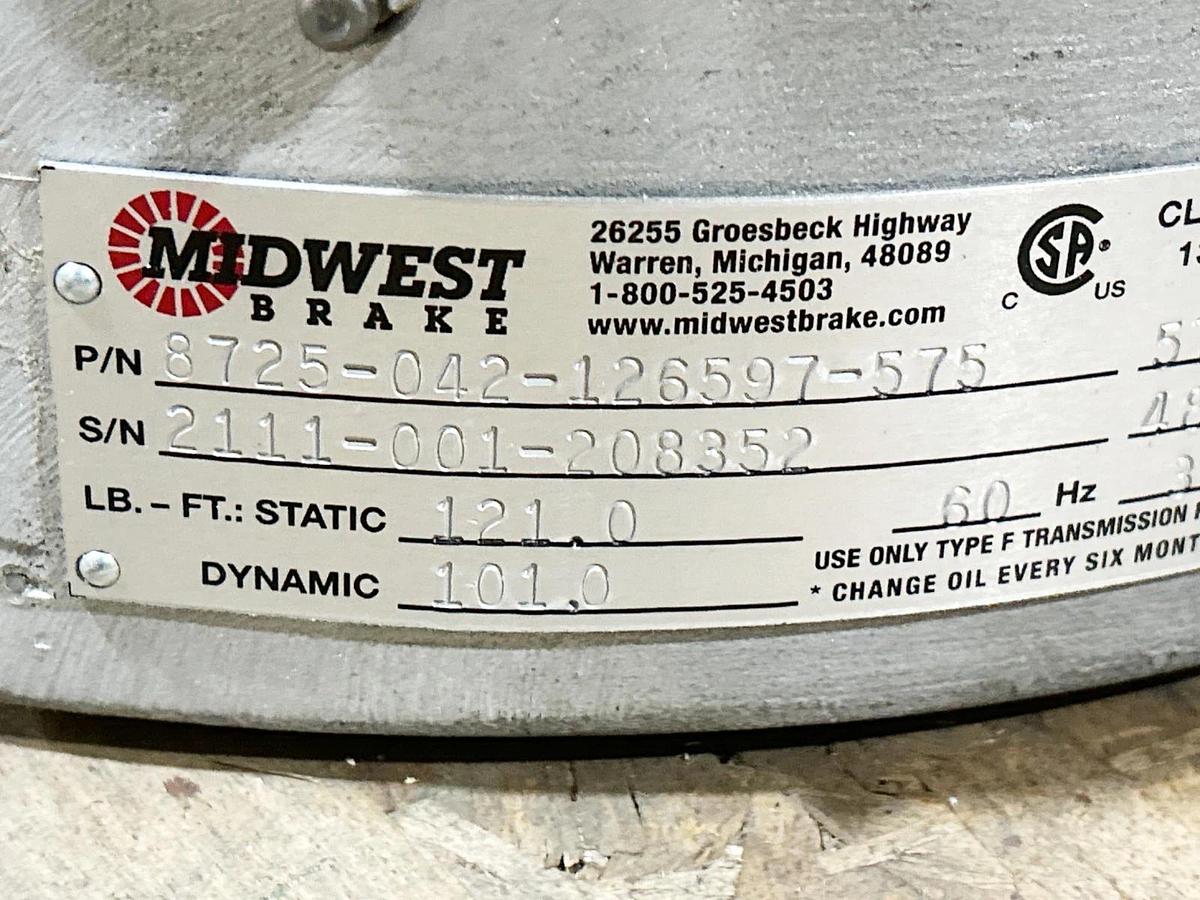 Refurbished Midwest Brake Model 8725-042-126597-575 Brake 575V 480VA 121 lbs-ft static