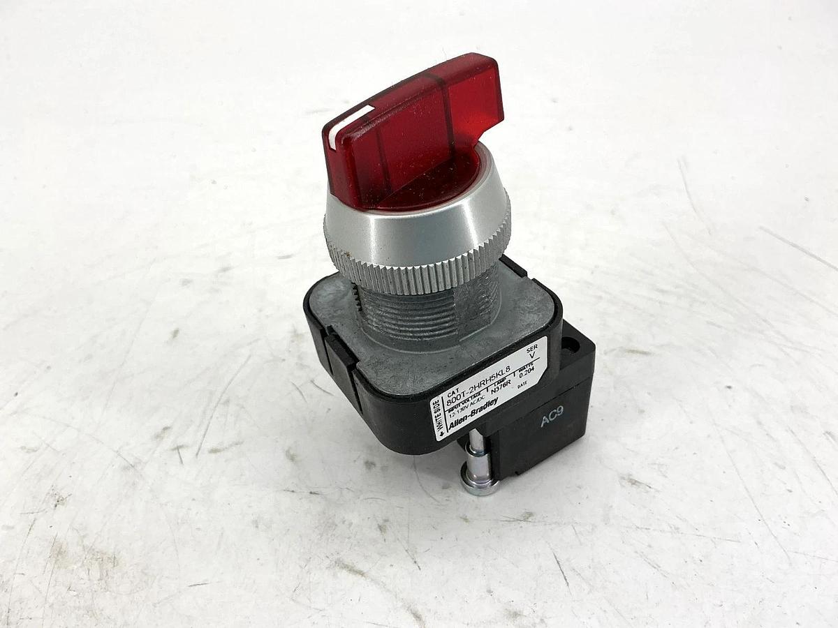 New Allen Bradley 800T-2HRH5KL8 Ser V Selector Switch LED Red 2Pos 12-130V