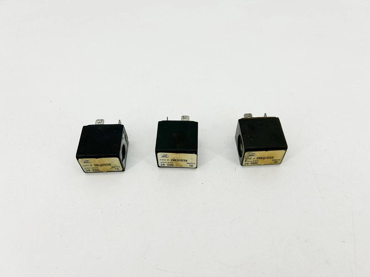 Used Lot of 3 Parker Fluid Power 26E01039 Coils 24VDC 10W