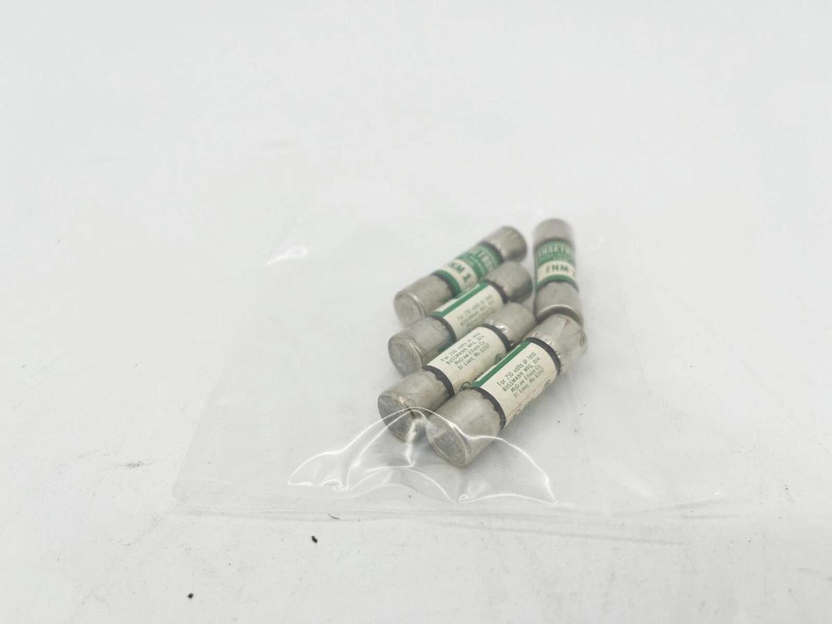 Lot of 5 New Bussmann Fusetron FNM-1 Fuses 1A 250V