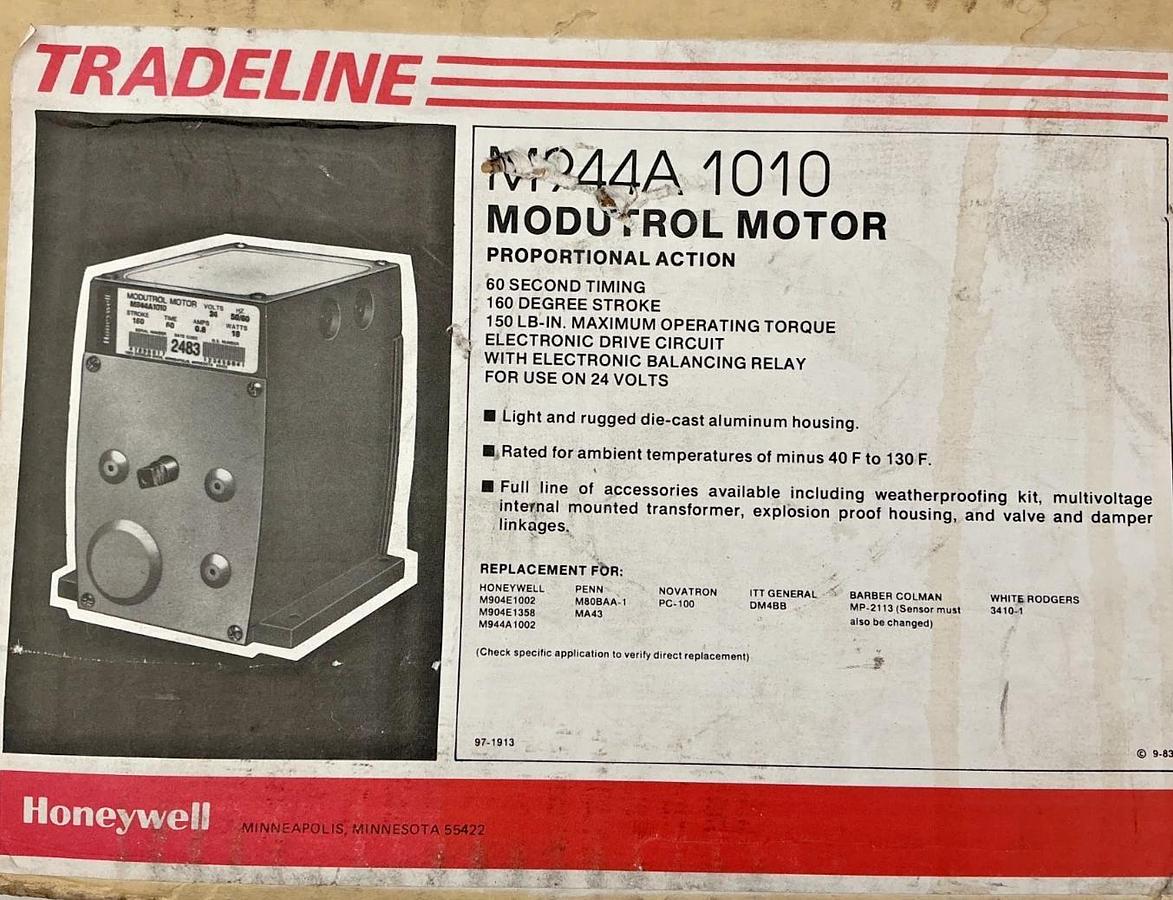 New Honeywell M944A1010 Modutrol Motor Time-60sec Stroke-160DEG 0.80A 24V 18W