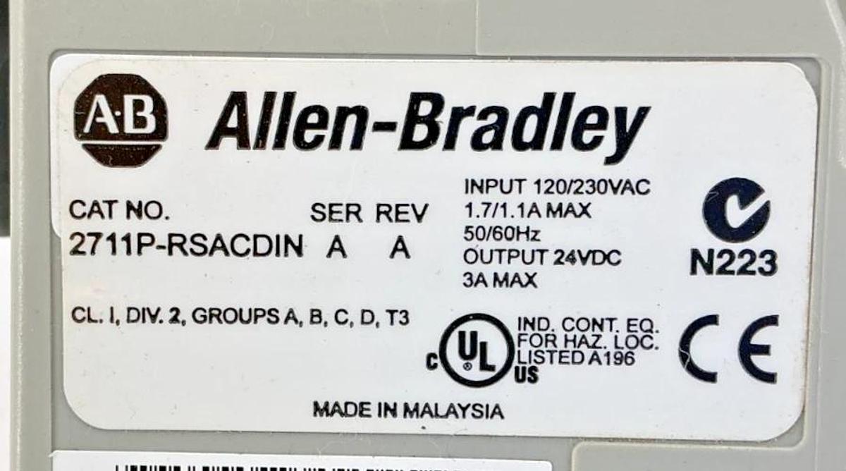 New Allen Bradley 2711P-RSACDIN Ser A AC Power Supply IN120/230VAC OUT 24VDC 3A