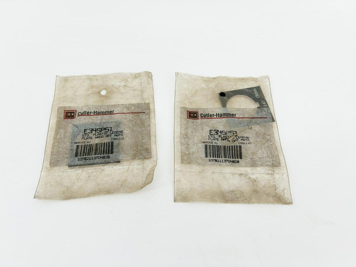 Lot of 2 New Eaton Cutler Hammer E34SP51 Legend Plates, HAND OFF AUTO