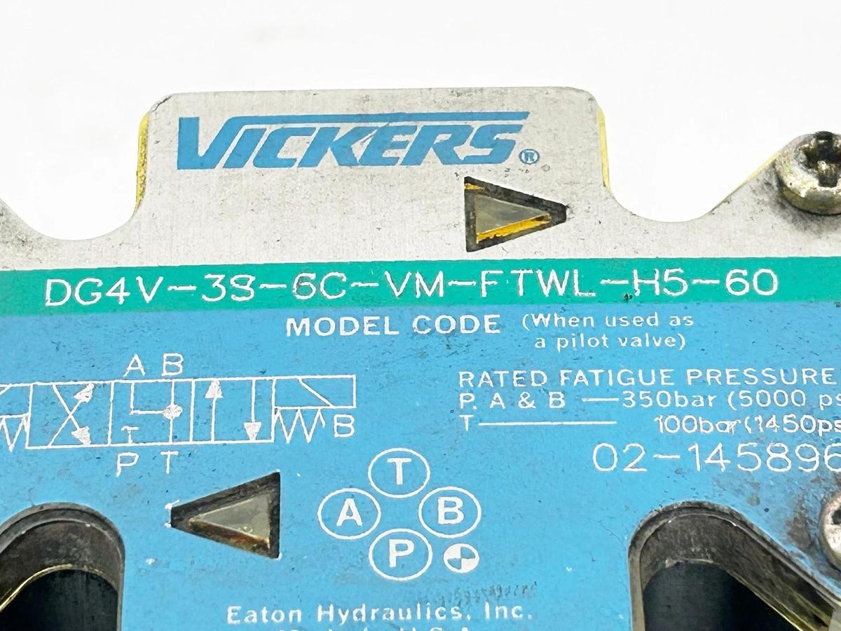 Used Vickers DG4V-3S-6C-VM-FTWL-H5-60 Solenoid Valve 5000PSI 02-145896