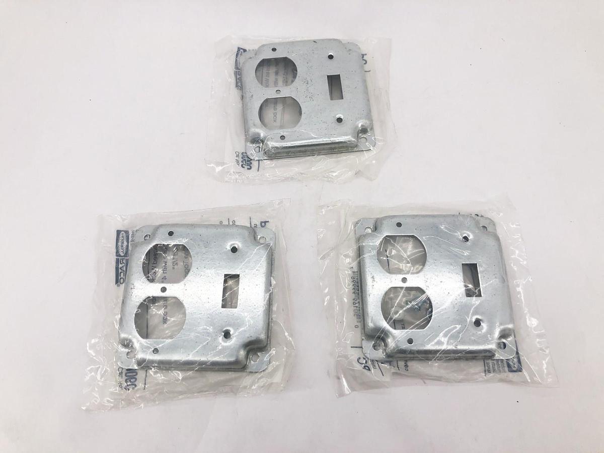 Lot of 3 New Hubbell Raco 906C Duplex Receptacle Toggle Switch 2-Gang 4" Square