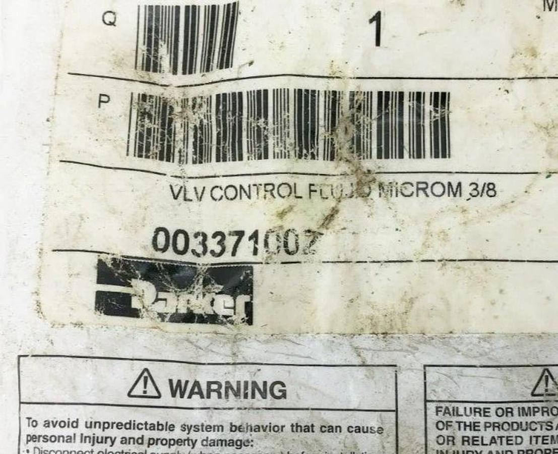 New Parker 003371002 Flow Control Valve 3/8" Brass