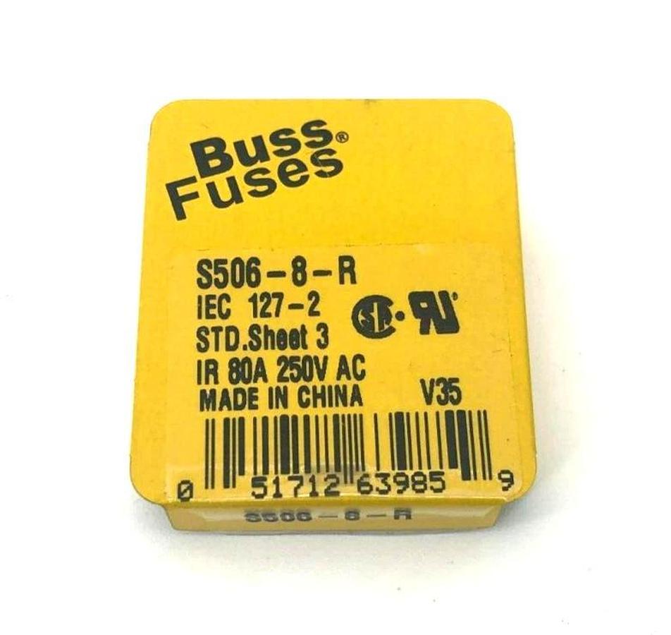Box of 5 New Bussmann S506-8-R Fuses 8A 250VAC