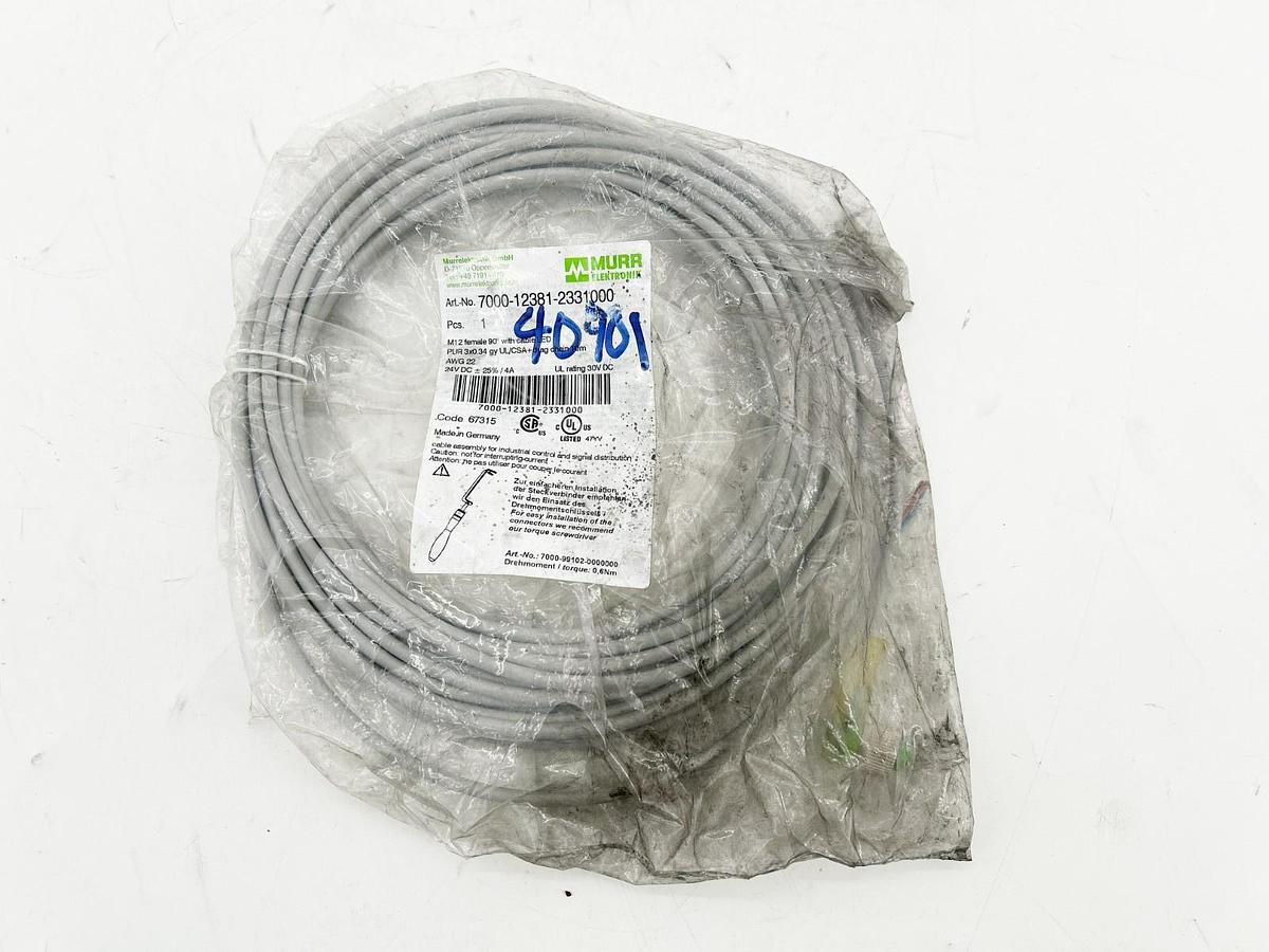 New Murr Elektronik 7000-12381-2331000 Cordset M12 Female 90 Deg 10M 30VDC