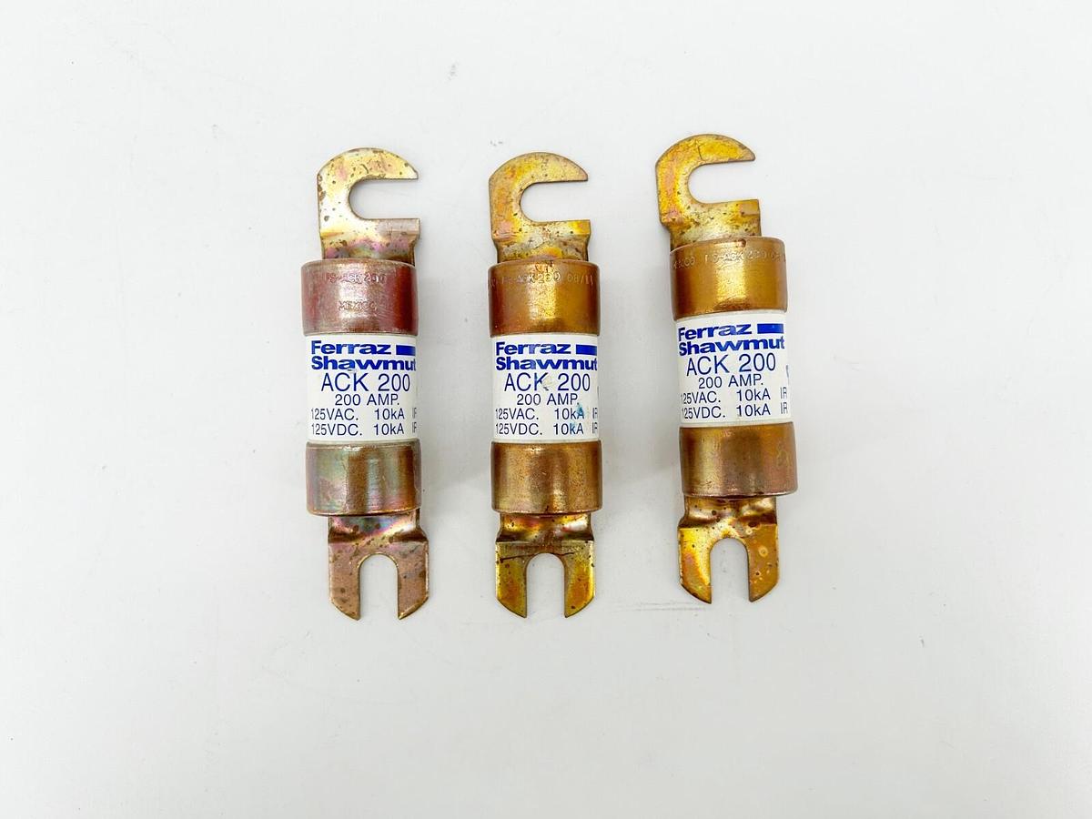 New Lot of 3 Ferraz Shawmut ACK-200 Fuse 200A 125VAC 125VDC