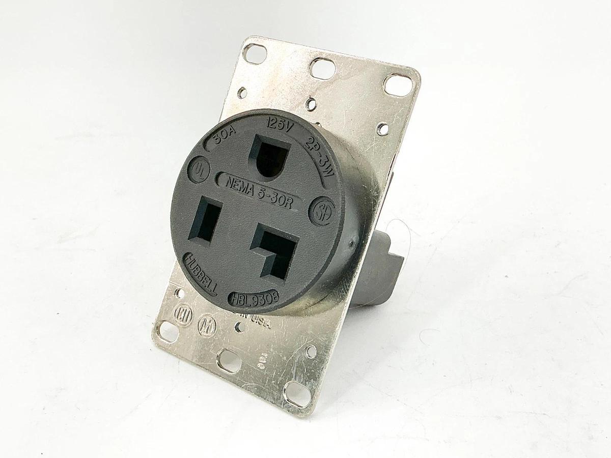 New Hubbell HBL9308 Flush Mount Receptacle 30A 125V 2P 3 Wire Grounding