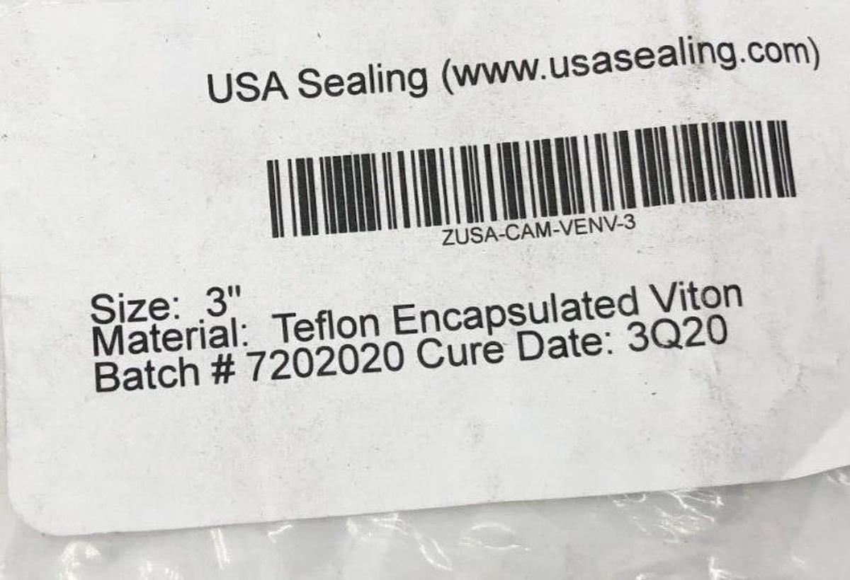 New USA Sealing ZUSA-CAM-VENV-3 Gasket 3" Teflon Encapsulated Viton