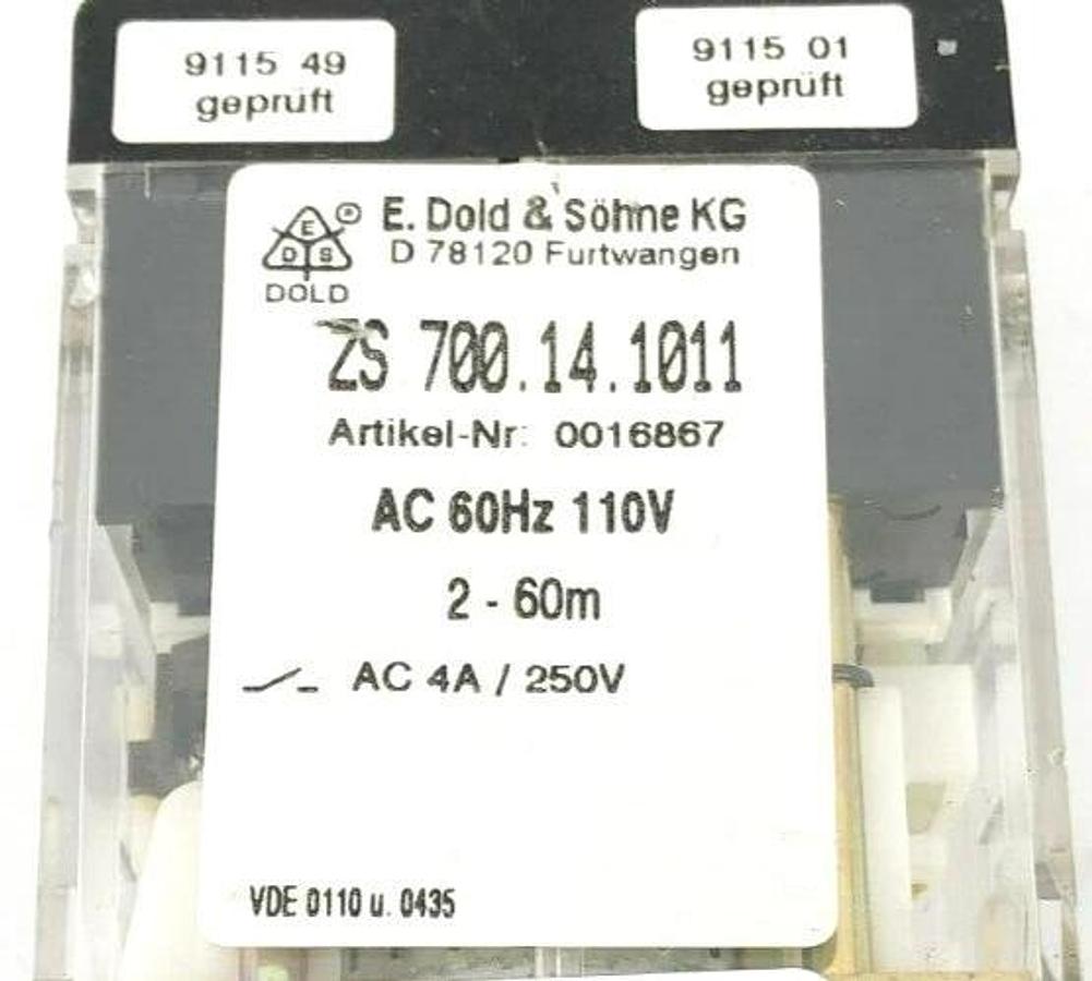 New E. Dold & Söhne ZS 700.14.1011 Time Protector 110VAC 2-60ohm 0-60min 0016867