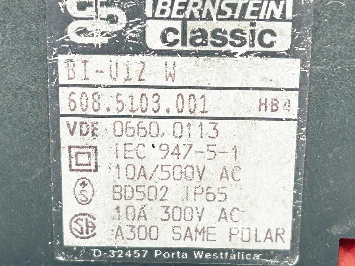 Used Bernstein BI-U1Z-W Limit Switch 10A 500V IP65 608-5103-001