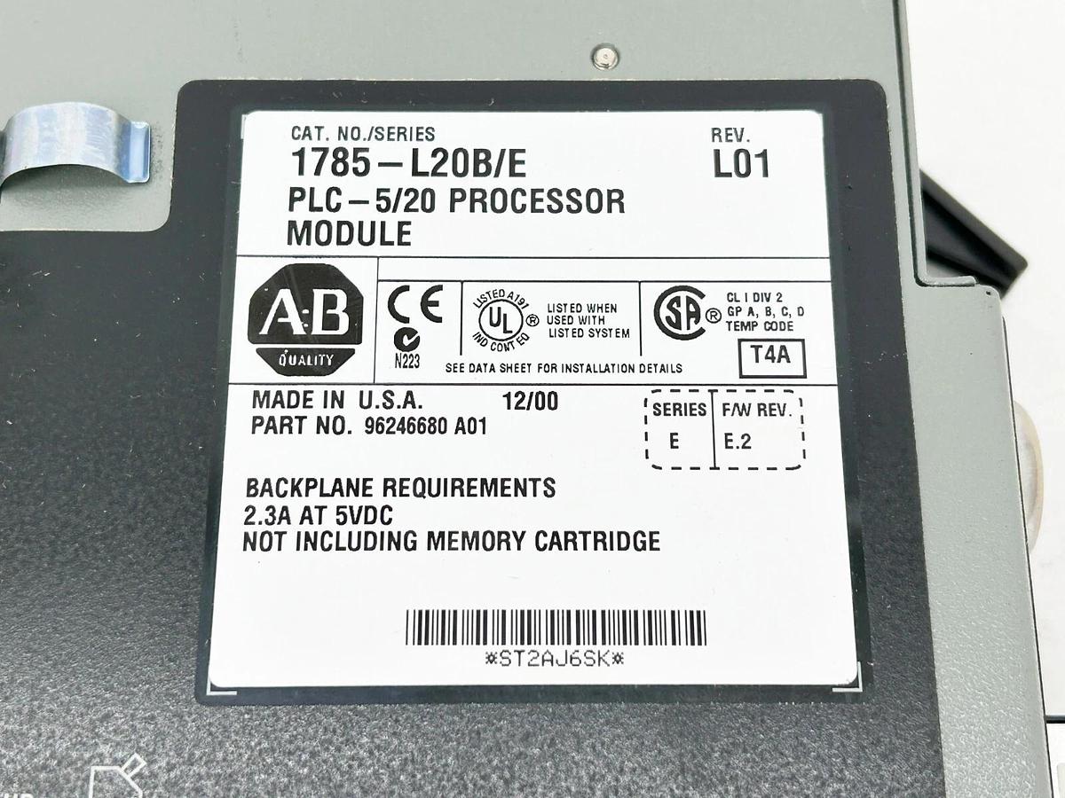 Used Allen Bradley 1785-L20B/E Processor Module Controller 16K Word SRAM Max Memory