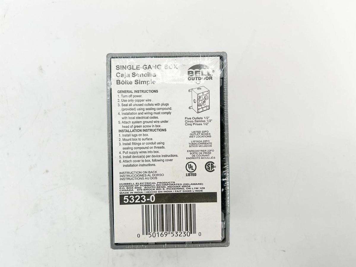 New Lot of 2 Hubbell Outdoor 5323-0 Gray Single Gang Box