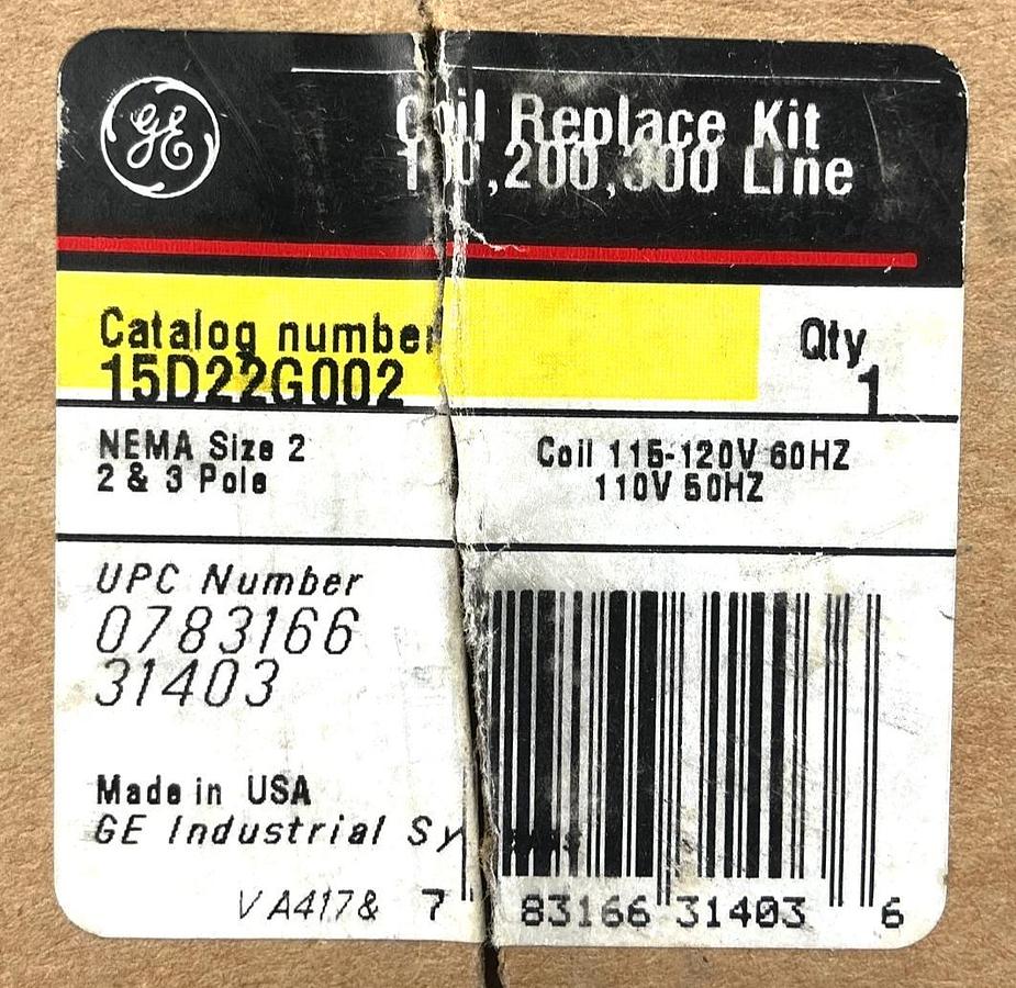 New GE General Electric 15D22G002 Coil Replacement Kit Coil 110/120V 50/60HZ