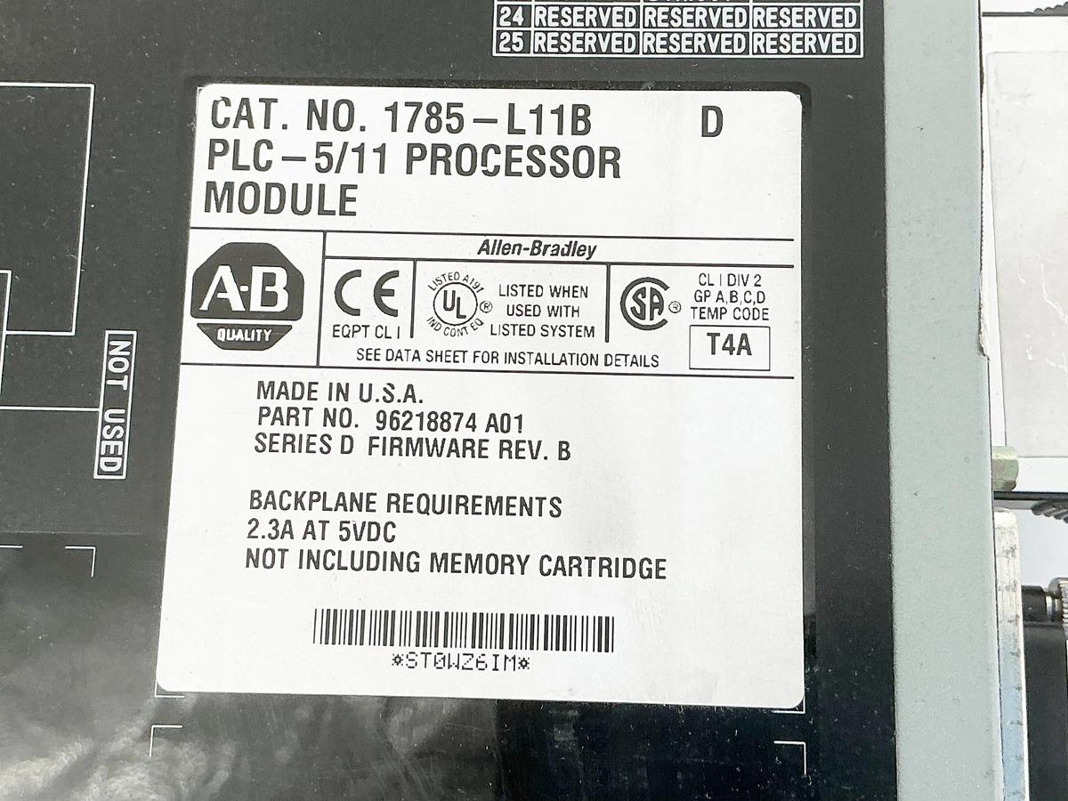 Used Allen Bradley 1785-L11B Processor Module PLC 5 2.3A 5V 8K Words