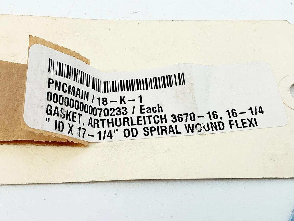 New Arthur Leitch 3670-16 Gasket 16-1/4" ID 17-1/4"OD Spiral Wound Flexi
