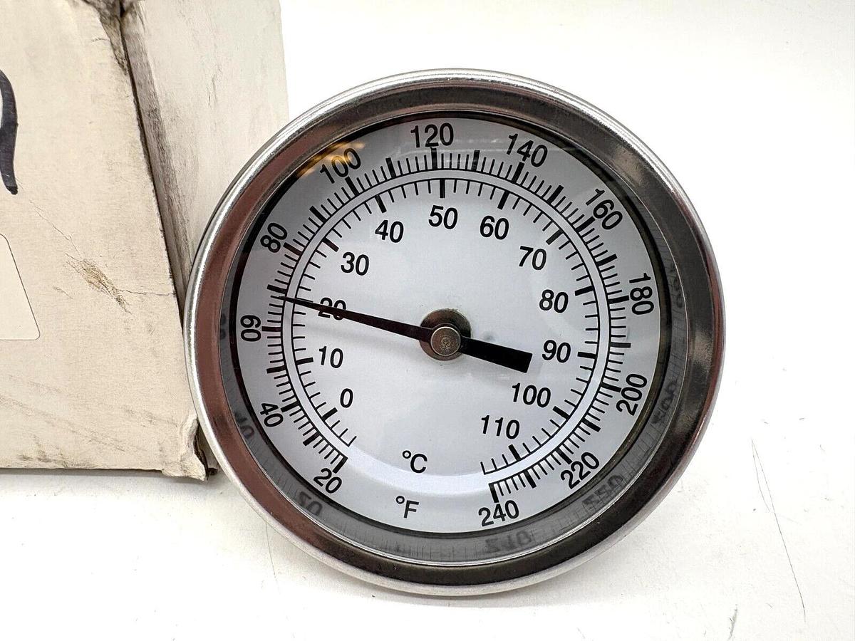 New B3B2-JJ 3" Bimetal Thermometer 20-240°F 2-1/2" Stem 1/2" NPT SS Back Conn.
