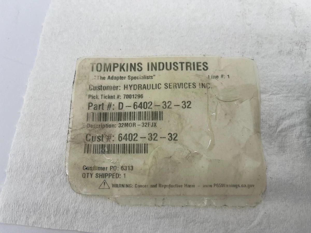 New Tompkins Industries D-6402-32-32 Hydraulic Hose Fitting Adapter