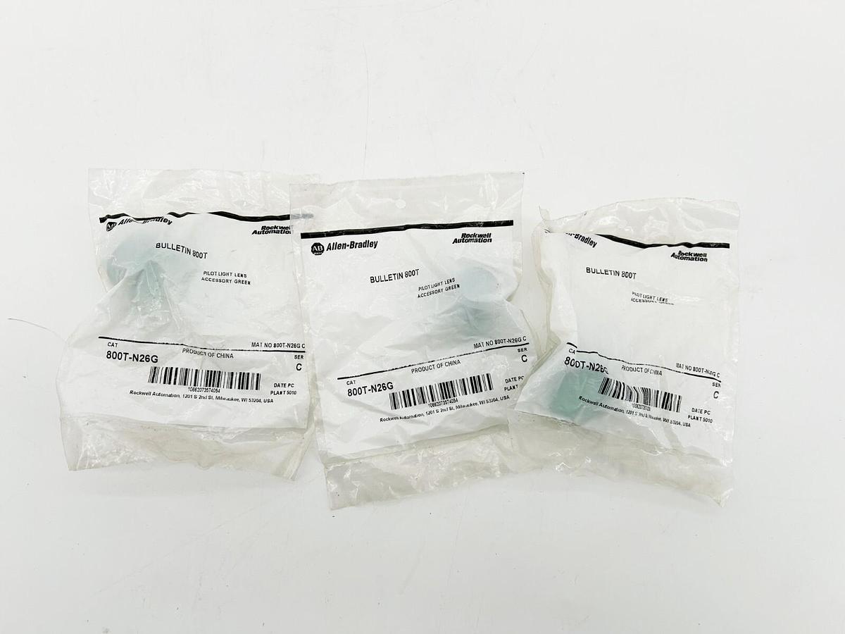 New Lot of 3 Allen Bradley 800T-N26G Pushbutton Green Cap For Pilot Light Ser.C