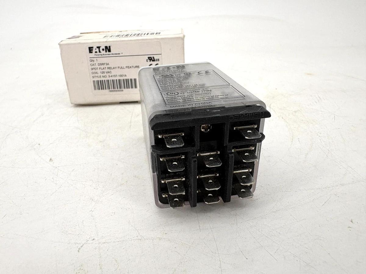 New Eaton D5RF3A 3PDT Flat Relay Full Feature 120VAC Coil