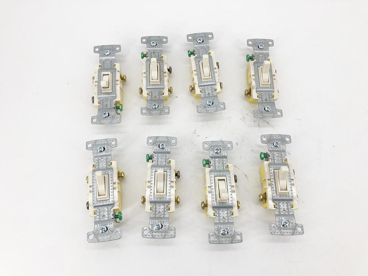 Lot of 8 New Hubbell RS315LA Toggle Switches 3-Way 15A 120V GRD - No Box