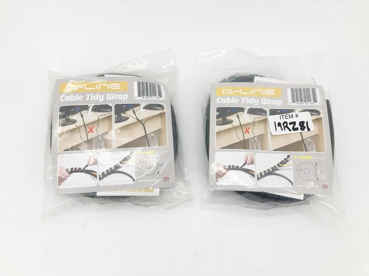 Lot of 2 New D-Line 19RZ81 Black Spiral Wrap 3/8"-1-1/2" Range 8FT. Long