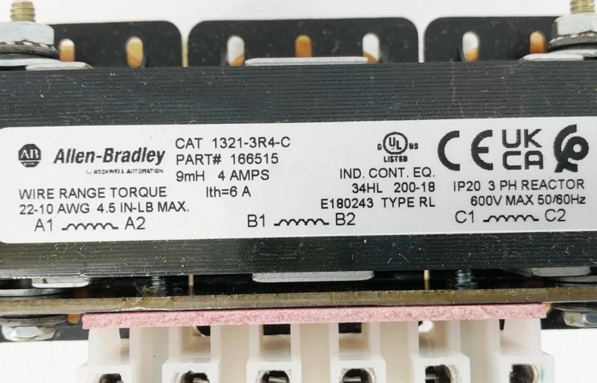 New Allen Bradley 1321-3R4-C Line Load Reactor 4A 600V 3PH 166515