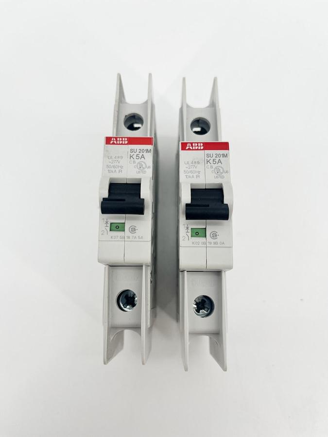 Used Lot of 2 ABB SU201M-K5 Miniature Circuit Breakers 5A 1P 240V 2CDS271337R0357