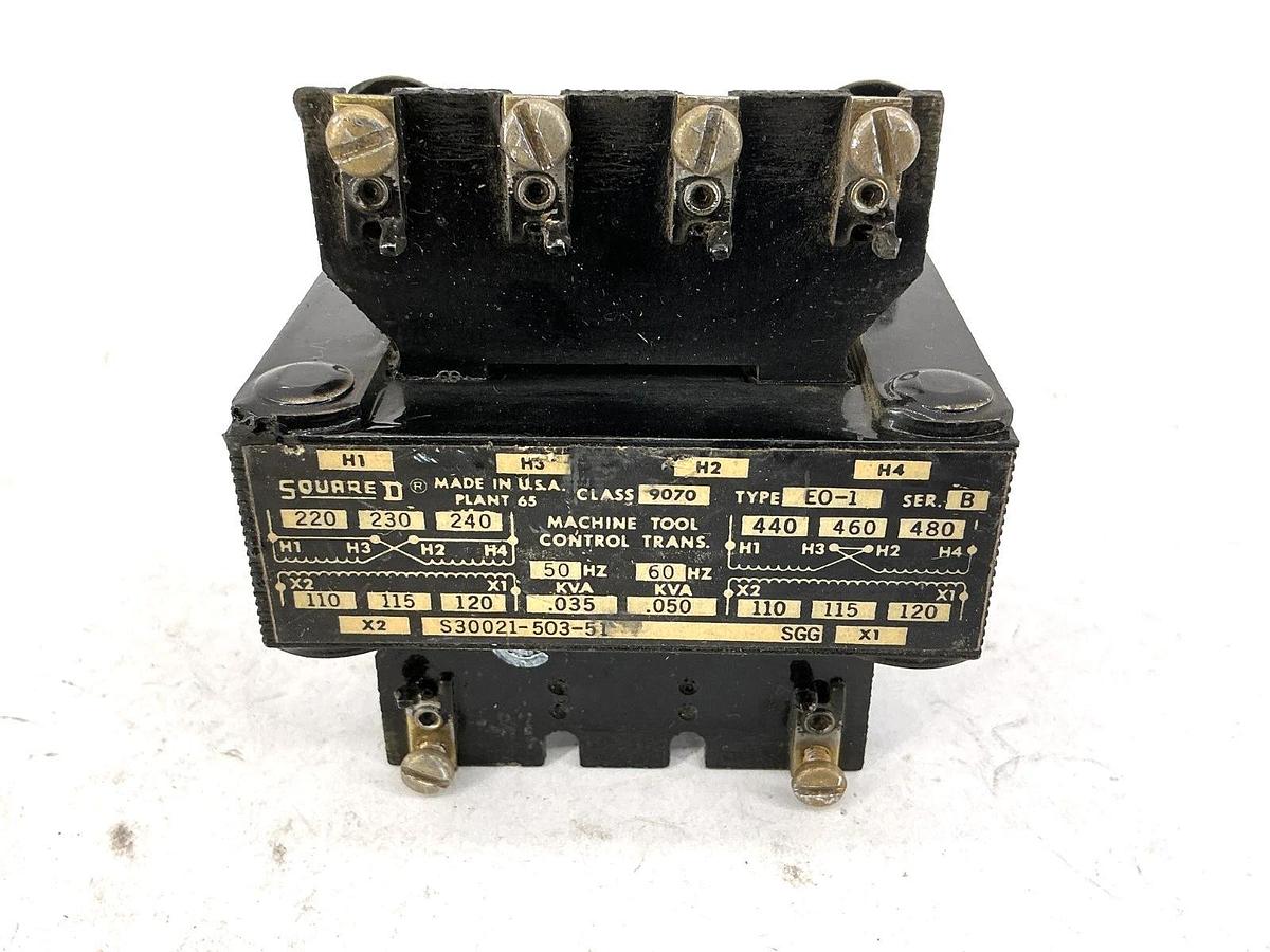Used Square D 9070EO-1 Ser B Control Transformer 50/60HZ 1-Phase 9070E0-1