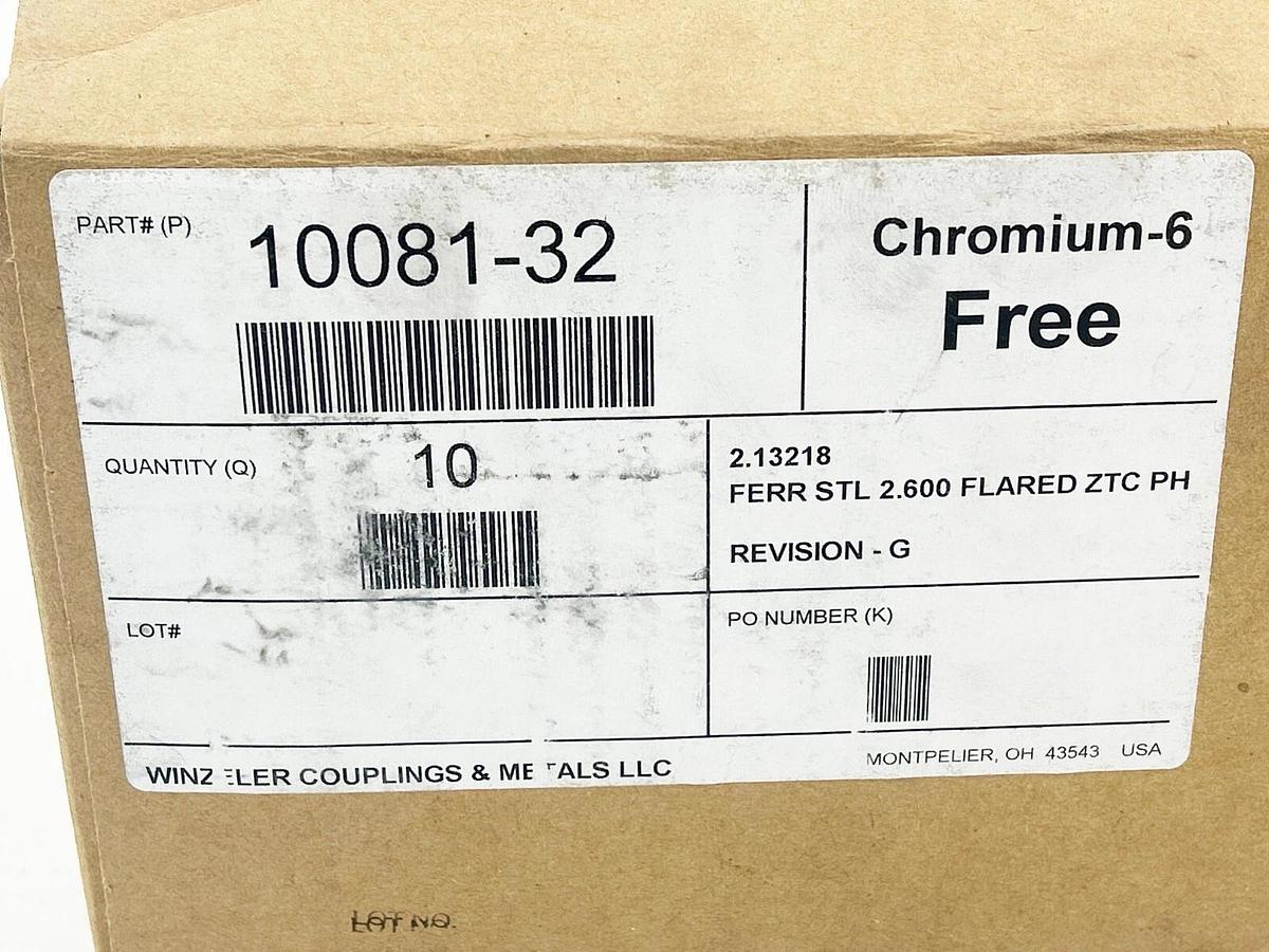 New Lot of 10 Winzeler Couplings LCC 10081-32 Crimp Shell