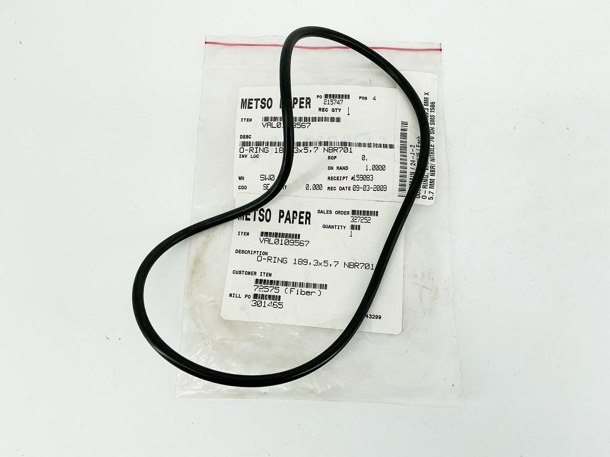 New Metso Paper VAL0109567 O-Ring 189.3X5.7 NBR701