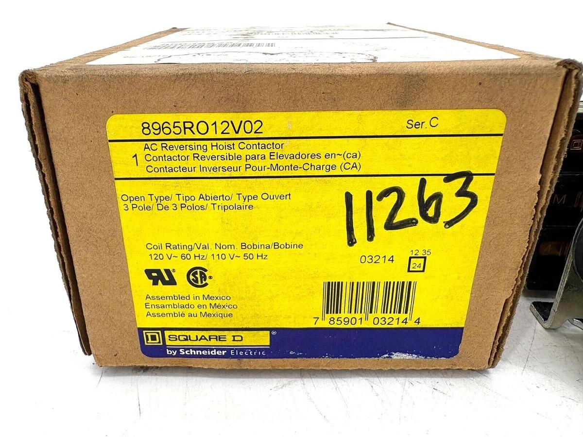 New Square D 8965RO12V02 AC Reversing Hoist Contactor 110/120V Coil 3P Open Type