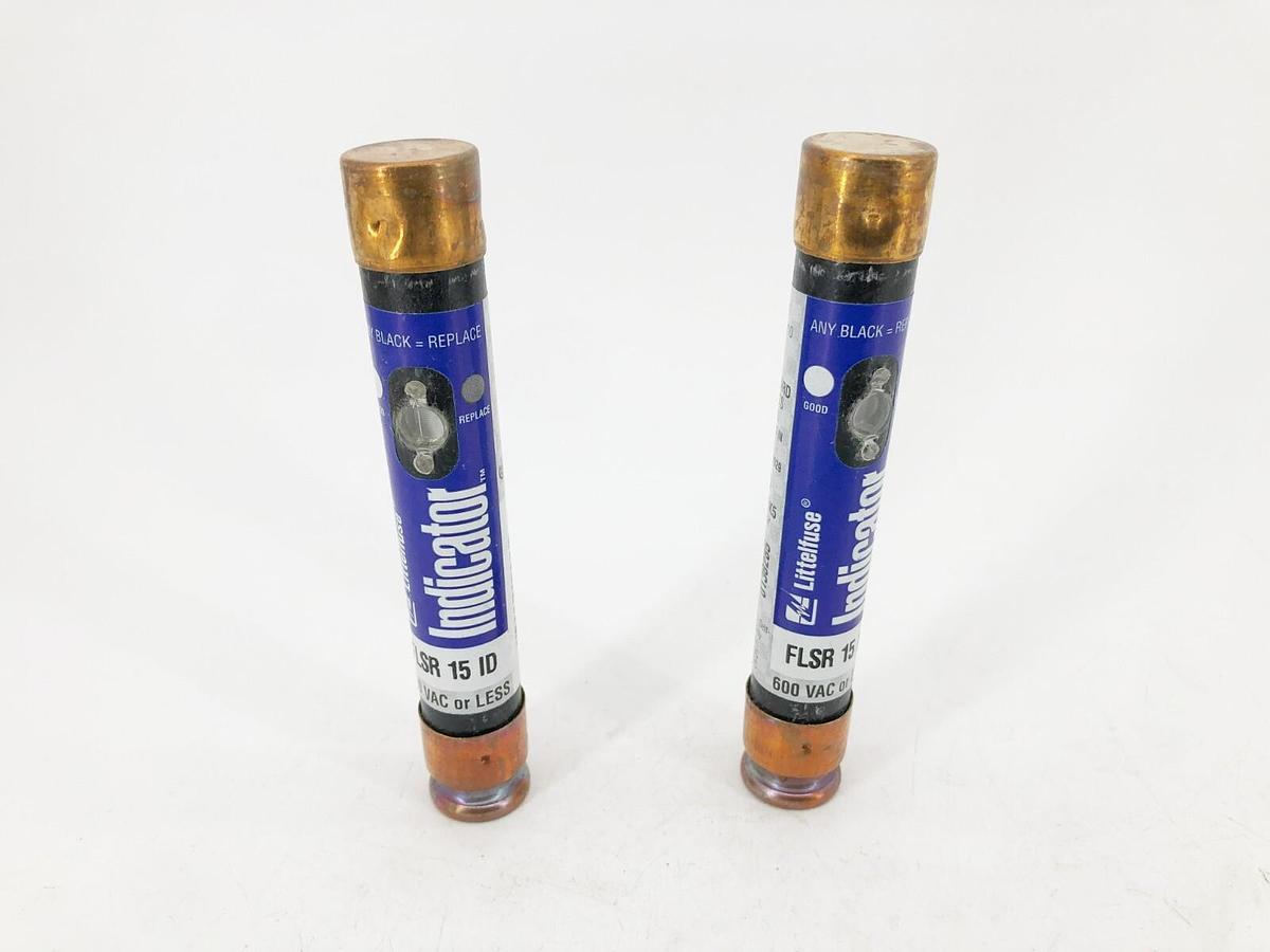 Lot of 2 New Littelfuse FLSR 15 ID Time Delay Indicator Fuses 15A 600VAC RK5