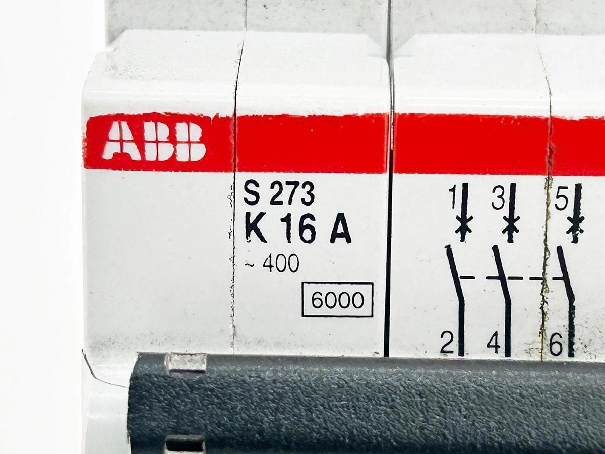 New ABB S273-K16A Circuit Breaker 16A 3P 480V Din-Rail Mount - No Box