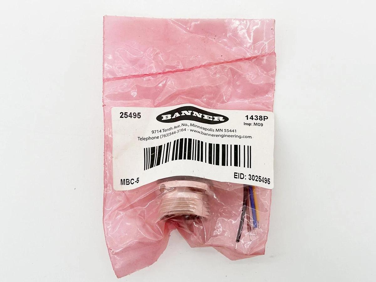 New Banner Engineering MBC-5 Mini-Style Quick Disconnect Receptacle 5 Pin 25495
