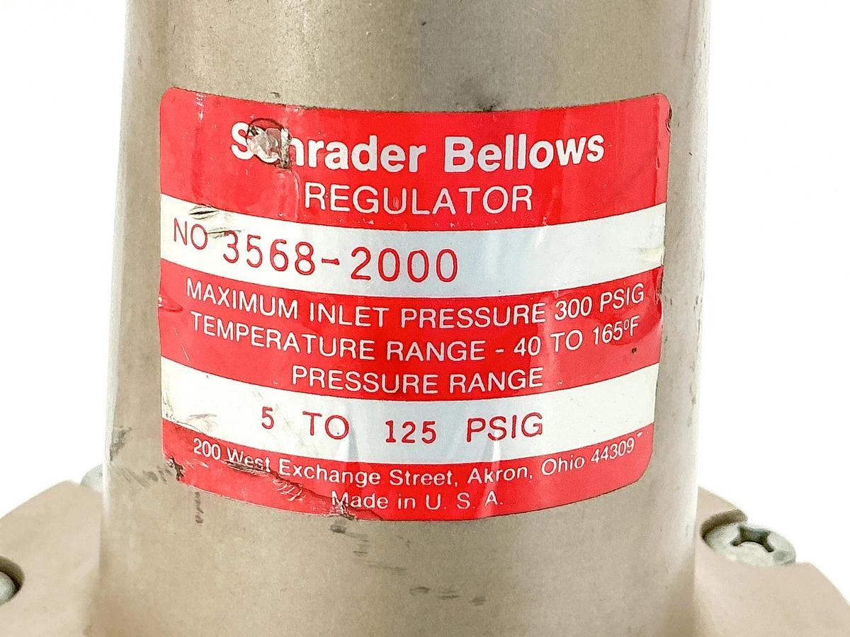Used Schrader Bellows 3568-2000 Pressure Regulator 5-125PSIG - Missing Handle