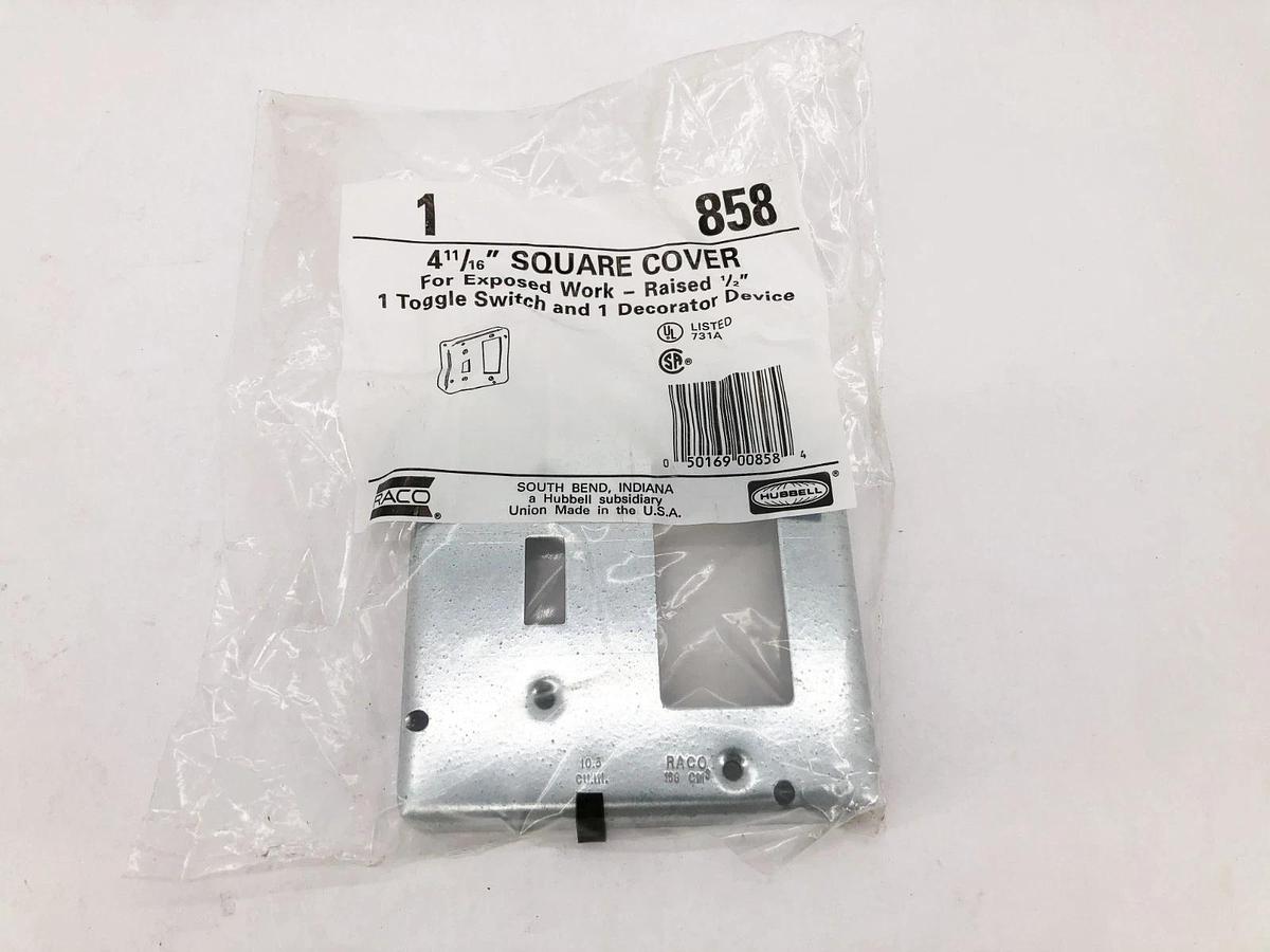 Lot of 2 New Hubbell 858 Square Covers Toggle Switch/ GFCI 4-11/16"