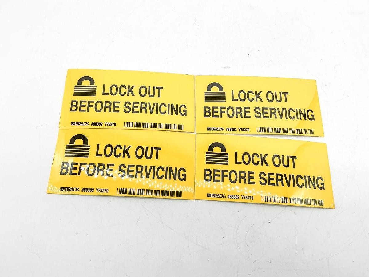 New Lot of 4 Brady 88302 Lock Out Before Servicing Marker Y75279