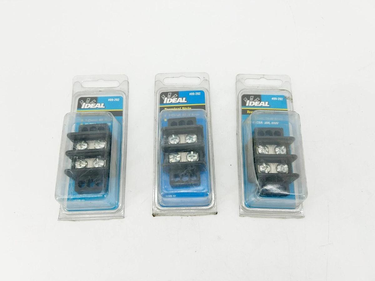 Lot of 3 New Ideal Ideal 89-202 Terminal Strips 30A 600V