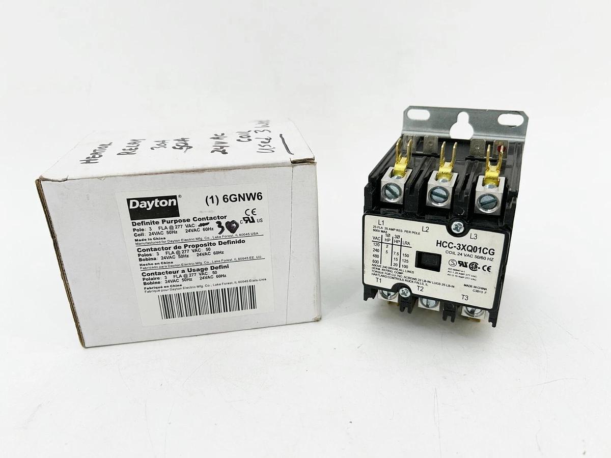 New Dayton 6GNW6 Definite Purpose Contactor 3P 277VAC 50/60Hz