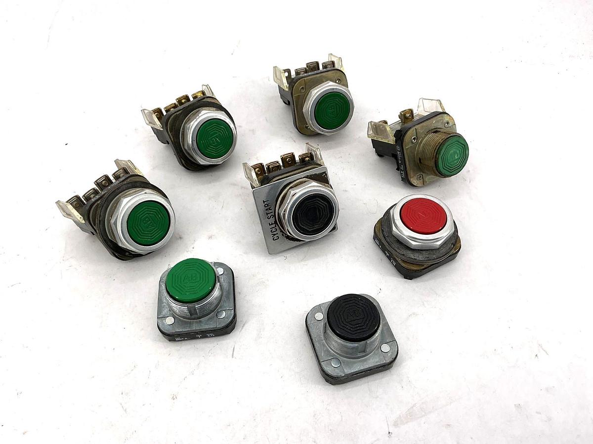 Used Lot of 8 Assorted Allen Bradley 800T-A Ser T & Ser N Pushbuttons