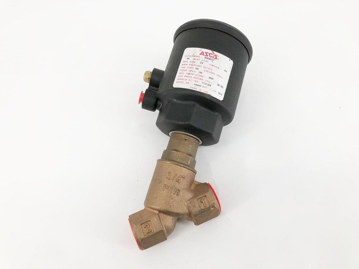 New Asco 8290B037 Angle Body Piston Valve NC 3/4" NPT 150psi Bronze